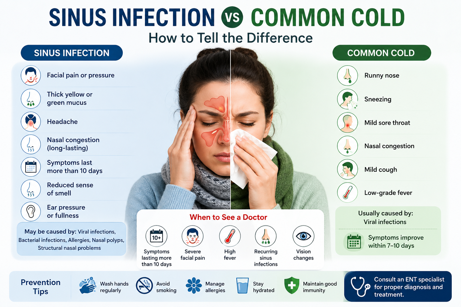 Sinus Infection vs Common Cold